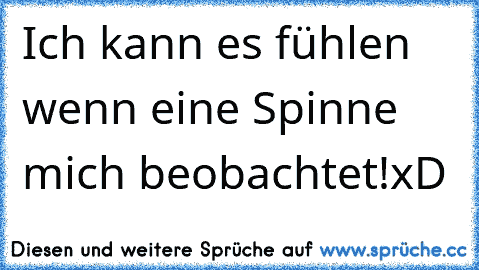 Ich kann es fühlen wenn eine Spinne mich beobachtet! 
xD